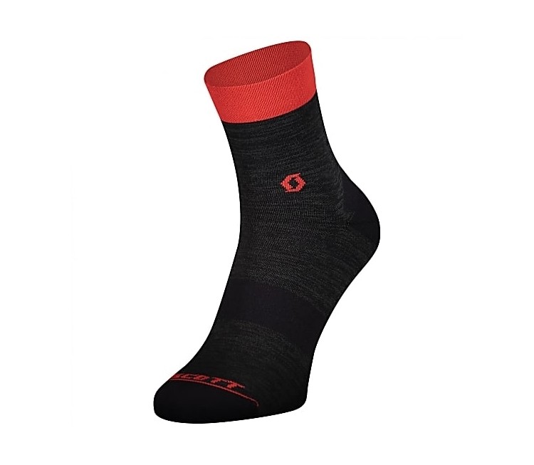 SCO SOCK TRAIL QUARTER DK GRY/FY RD 45-4